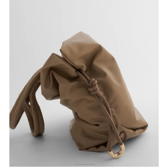 Zara lined button maxi buckle bag in taupe - Picture 3 of 9